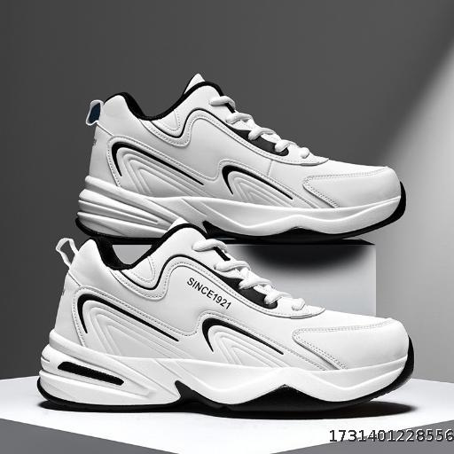 Men's autumn and winter sports shoes leather waterproof junior high school students white casual running shoes men's non-slip wear-resistant travel shoes