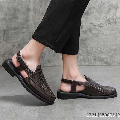 Sandals Men's 2022 Summer New Dongdong Shoes Business casual shoes Breathable hollow pointed men's shoes Baotou sandals