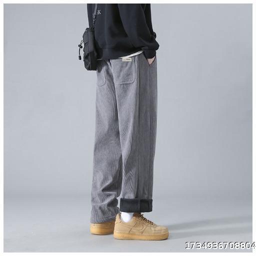 Corduroy pants men 2024 winter padded warm thick section sports hundred straight loose drape casual pants