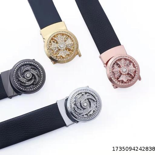 Men's fashion belt two layers of cowhide automatic buckle belt fashionable men with cool belt
