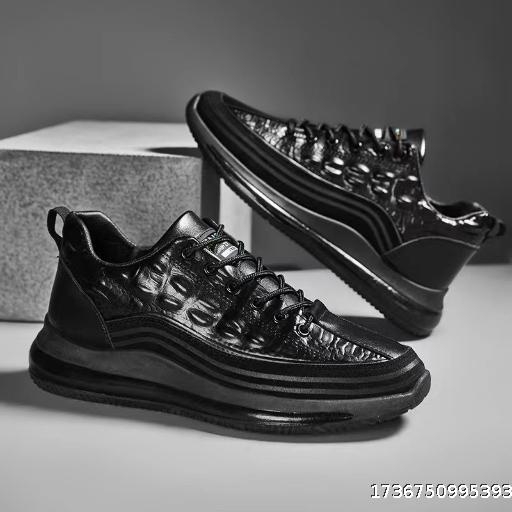 Men's Spring British Fashion Men's Shoes Thick soled Breathable Leather Surface Board Shoes Student Lace up Trendy Shoes Low Top Shoes Men