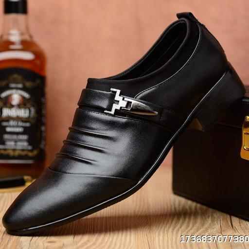 【Large size】Leather Shoes Men's Spring and Autumn British Youth Business Casual Dress Leather Shoes Men's Wedding Shoes Waterproof Lightweight Work Shoes