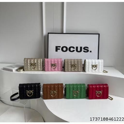 Fashion Pinko Women's Bag Embossed Chain Shoulder Bag Premium Texture Crossbody Bag
