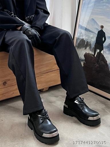 Thick soled high toe leather shoes