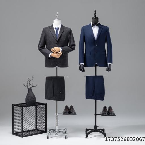 High-end clothing store model props half-length mannequin light luxury men's suit universal wheel window display rack
