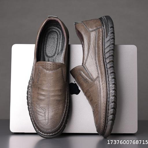 2025 Spring and Autumn New Breathable One Step Men's Driving Leather Shoes Men's Shoes Soft Surface Soft Bottom Daily Casual Shoes