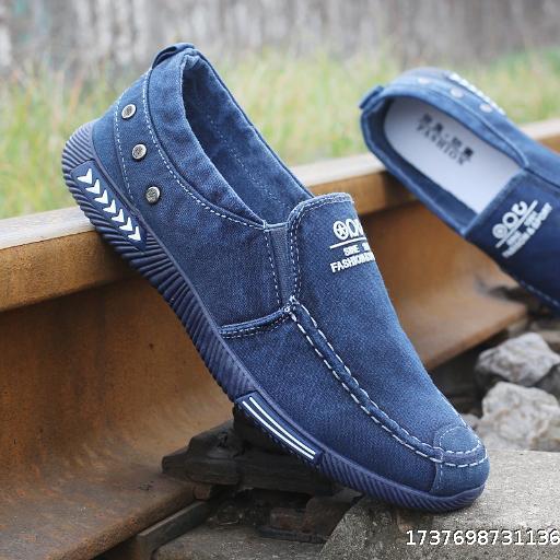 Old Beijing cloth shoes men's spring new casual canvas shoes low-top breathable slip-on lazy shoes soft sole work shoes