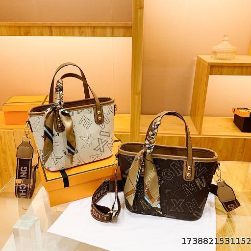 Bag Printed Letter Silk Scarf Versatile One Shoulder Crossover Tote Bag