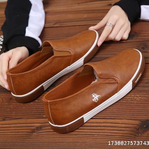 Men's autumn slip-on white shoes men's flat shoes men's skateboard shoes casual work shoes