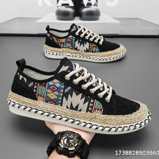 Ethnic style men's shoes, summer breathable casual shoes, men's cloth shoes