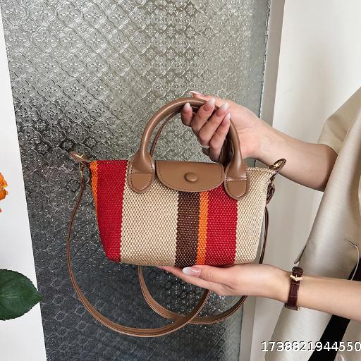 Color blocked wide stripe diagonal shoulder bag