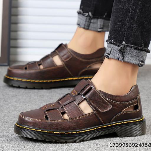 Summer large size sandals men's baotou sports leisure hollow breathable thick bottom outdoor men's beach shoes