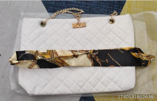 White Chain Grid Women's Bag
