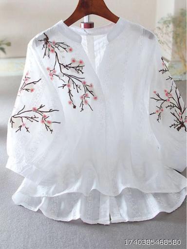 Lace Embroidery Fashion Shirt