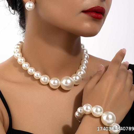 Small Fresh French Retro Palace Style Imitation Pearl Clavicle Chain Earrings Bracelet Necklace Set