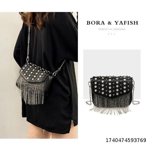 High end tassel small bag for women, stylish and fashionable, versatile chain crossbody bag