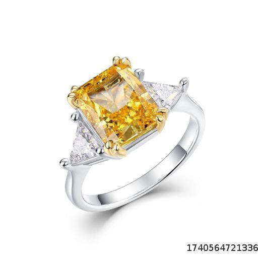 Jewelry new yellow ring female ice flower cut high carbon diamond diamond ring design light luxury small exquisite jewelry