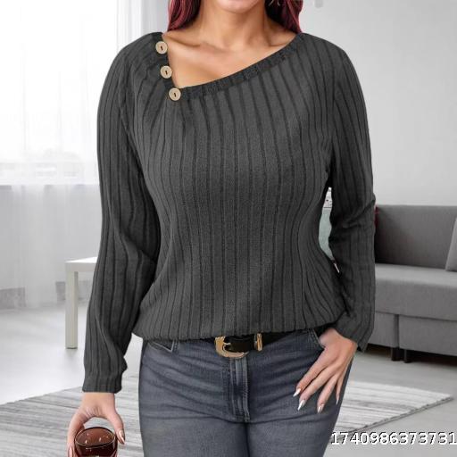 Top Asymmetric Neck Long Sleeve Loose T-Shirt