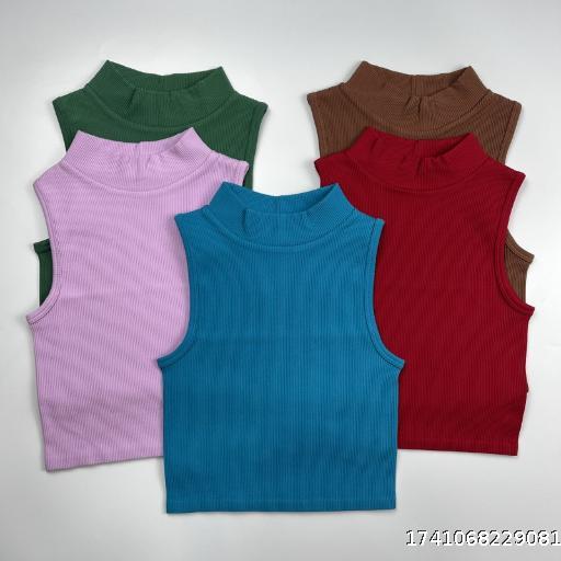 New seamless ribbed high neck sports vest fully wrapped with vertical stripes for running, fitness, yoga, top, quick drying for women