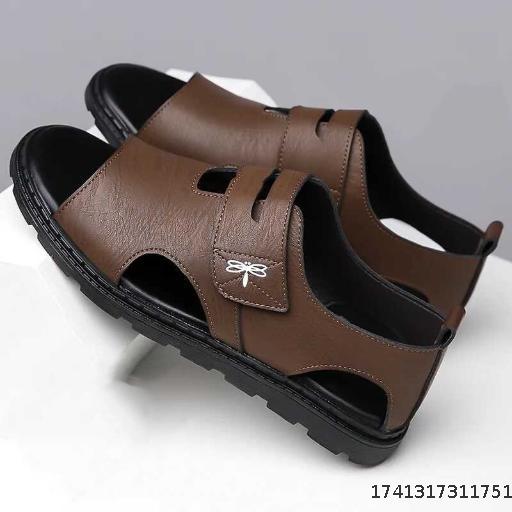 Sandals Genuine leather breathable men's beach shoes Soft soled wear-resistant casual anti-skid Roman sandals