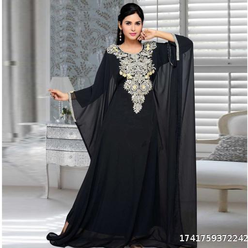 Muslim loose robe heavy embroidery patchwork dress