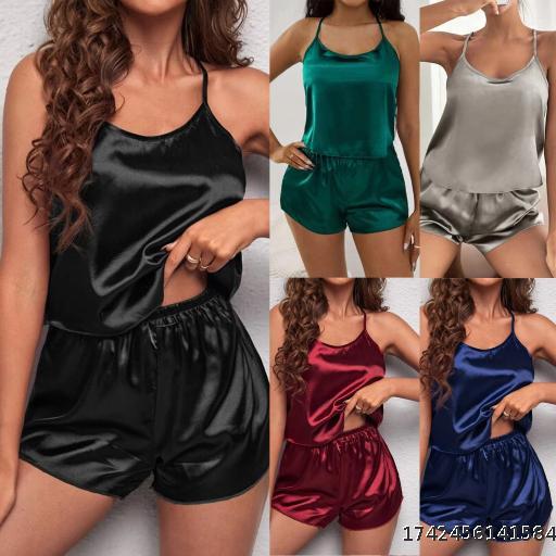 Sexy thin home leisure underwear V-neck sexy suit sling 2-piece set multi-color pajamas