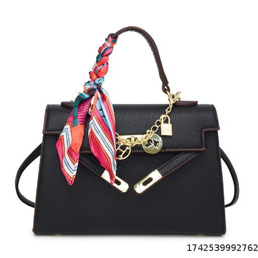 New Kelly Bag Fashion Versatile Handbag Silk Scarf Pendant Buckle Single Shoulder Crossbody Bag