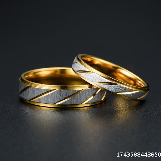 Fashionable New Novel Gold Step Batch Flower Diagonal Couple Ring