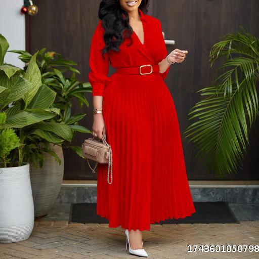 Summer New European and American Women's Solid Color Large Size Dress