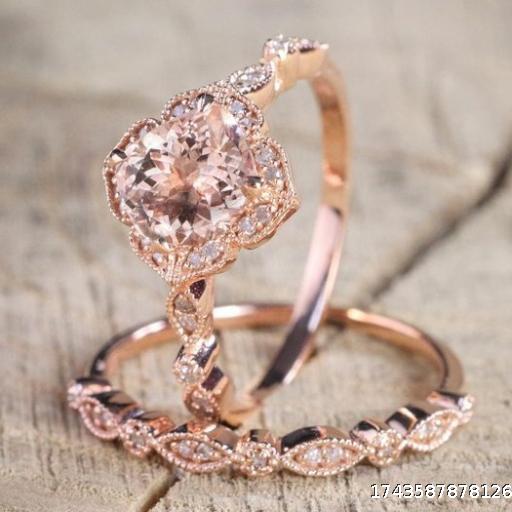 Women's 18k rose gold plated ring Square set engagement ring Micro-inlaid zircon jewelry