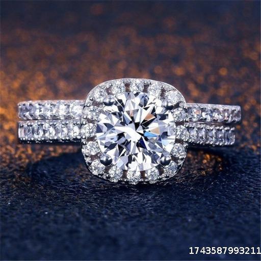 Square inlaid zircon female ring European and American male children's ring couple jewelry gift