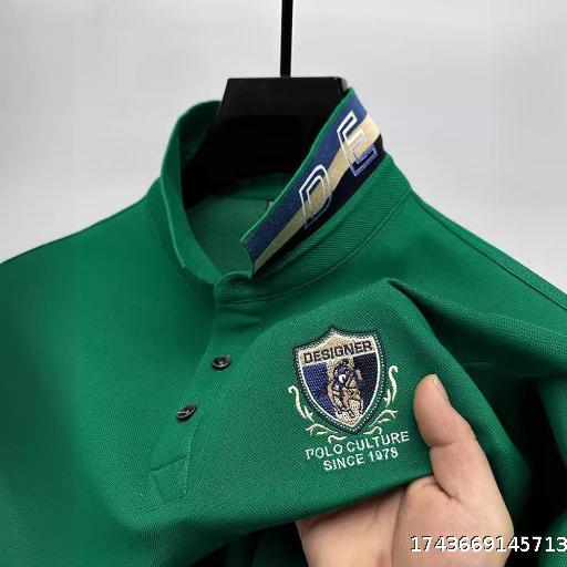 Embroidery sport polo shirt men's short sleeved summer loose T-shirt men's half sleeved lapel solid color upper garment