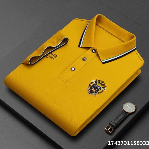 Men's embroidered polo shirt summer short sleeves