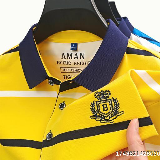 Men's Short sleeved Polo Shirt Casual Embroidered Collar Men's Top Breathable Thin Half Sleeve T-shirt