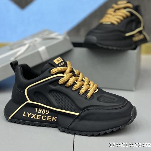 Black versatile sports shoes ins Men's trendy niche handsome running shoes Student personalized design casual shoes