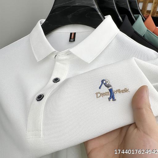 Polo shirt men's short sleeved summer casual versatile loose T-shirt embroidered top men's style