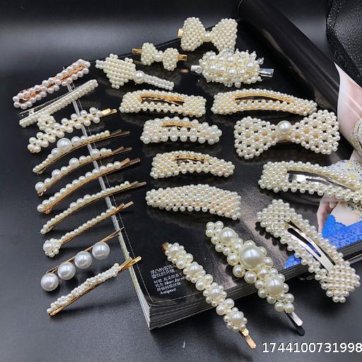 South Korea's new net red pearl hairpin senior sense side clip simple bb clip temperament a word clip headdress hair card