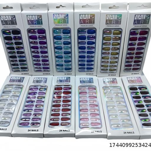24 Pieces Nail Art Ins Style Illusion Plating Fake Nails Press on nail Wearable Nail Pieces
