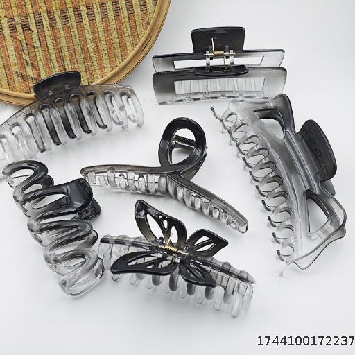 New Hair Clip Gradient Color Grip Clip Large Simple Hair Clip Versatile Back of Head Hair Ornament Shark Clip