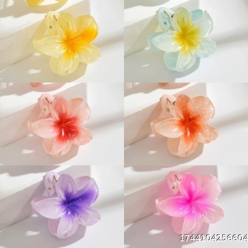 4CM Grab Clip Egg Flower Double Spray Colourful Cute Hair Clip Five Petal Flower Hair Clip Back of Head Half Tied Horse