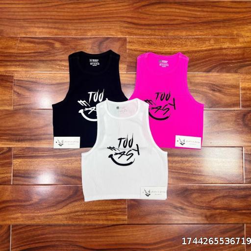 New knitted sleeveless tank top Slim letters spring and summer inner hundred tops high elastic sports underwear yoga clothing women