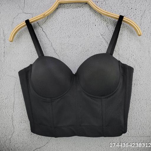 Bare back strapless solid color corset with detachable straps, wrapped around the chest