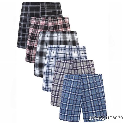 Men's Underwear Checkered Loose Flat Angle Pants Large Size Printed High Waist