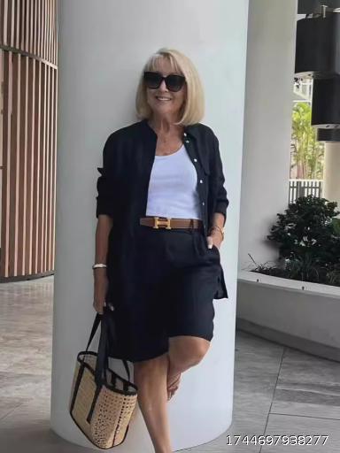 Women's cardigan top shorts two-piece set