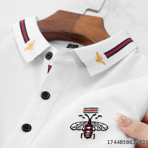 Men's Summer Little Bee Embroidered Men's T-shirt Short Sleeve Fashion Collar Men's Polo Shirt