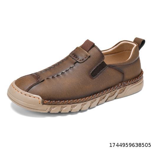 Men's Shoes Handmade Casual Shoes Outdoor Leather Shoes Spring Low Top Slippers Car Stitching