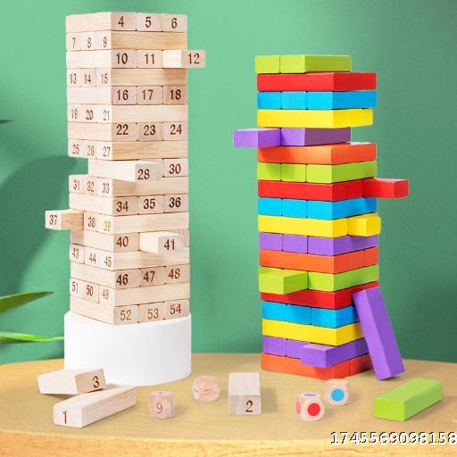 Children's Puzzle Toy 4-6 Early Education Wooden Rubber Wooden Stacking Music Leisure Desktop Parent Child Digital Stacking Block