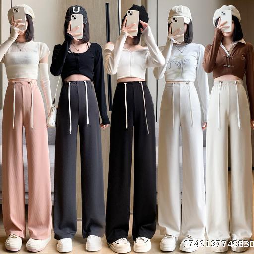 Pregnant women drawstring pants, narrow version wide leg pants, outerwear pants