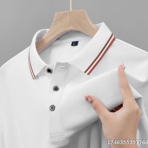 Casual White Short sleeved Polo Shirt Men's Summer Loose T-shirt Business