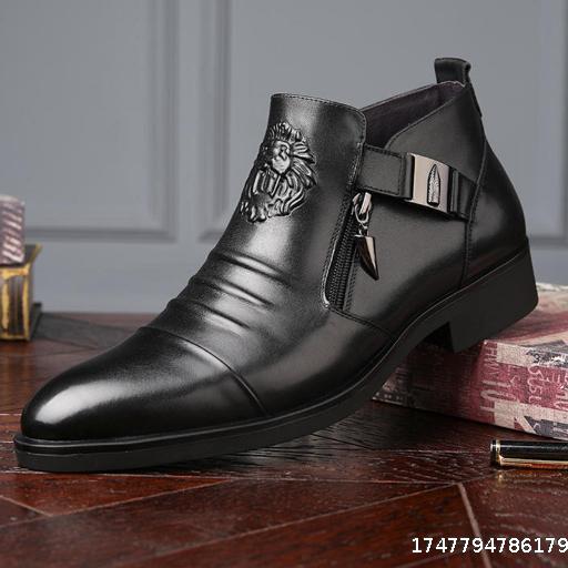 Men's embossed style martin boots with side zipper European and American trendy boots